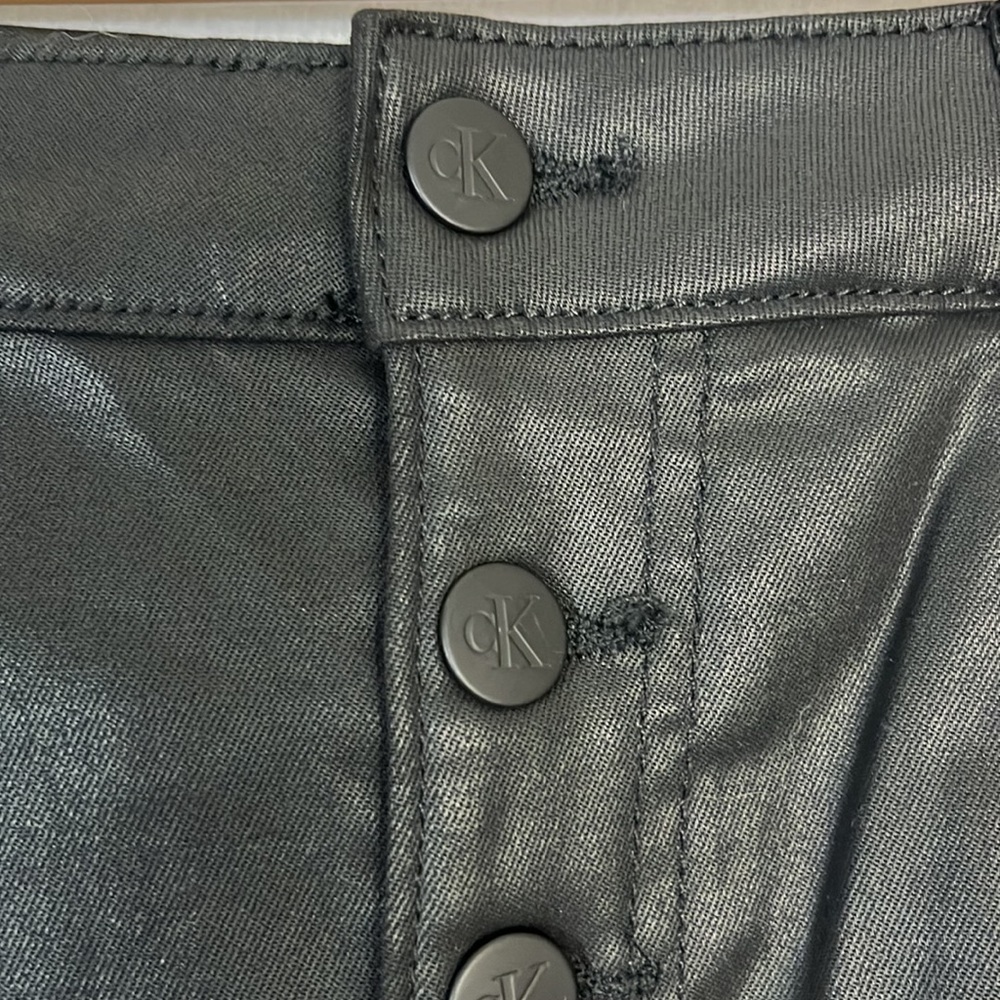 NWT Calvin Klein black high-waisted mini skirt eco-leather size 31 - Picture 5 of 8